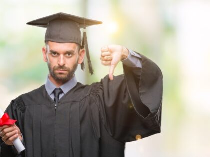 Upset college grad
