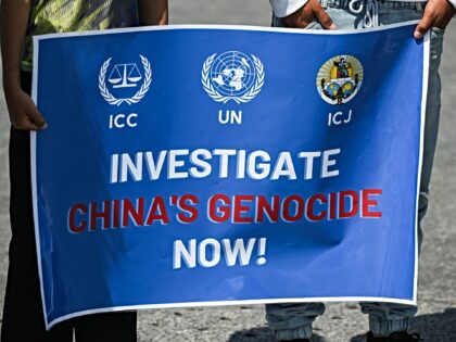 EDMONTON, CANADA – JULY 5: Members of the Uyghur diaspora gather at Violet King Henry Pl