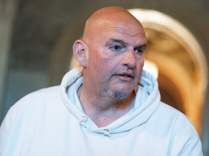 UNITED STATES - APRIL 14: Sen. John Fetterman, D-Pa., is seen after the senate luncheons i