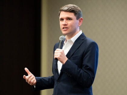 PRAIRIE VIEW, TEXAS - APRIL 22: Rep. James Talarico speaks to students and community membe