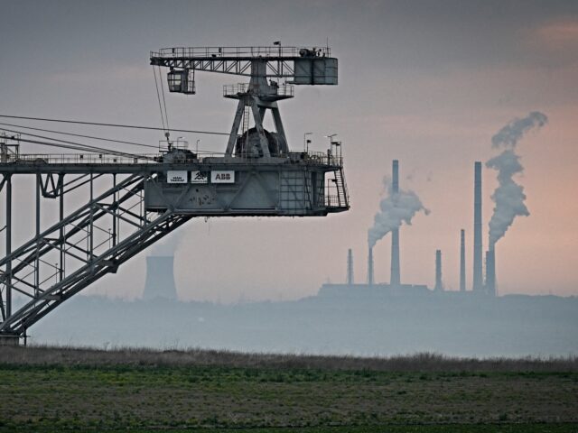 This photograph taken on April 12, 2024, shows a partial view of the Troyanovo I coal mine