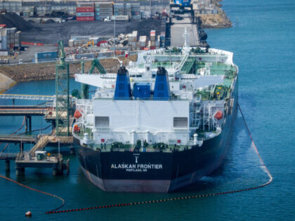 The Alaskan Frontier crude oil tanker docked at the Port of Long Beach on Wednesday, April