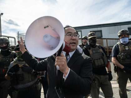 NEWARK, NEW JERSEY - MAY 25: U.S. Sen. Andy Kim (D-NJ) tries to broker a de-escalation bet