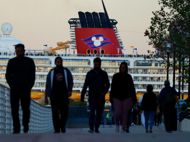 JERSEY CITY, NJ - OCTOBER 16: The Disney Magic crusie ship sails in the Hudson River in Ne