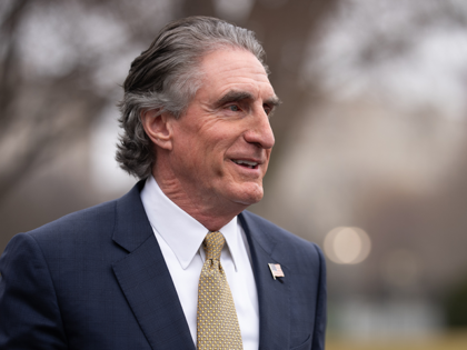 Doug Burgum, US secretary of the interior, departs following a television interview outsid