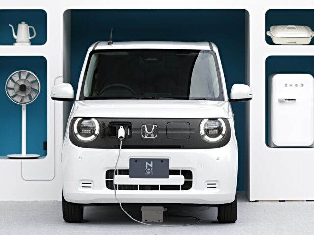 A Honda Motor Co. N-ONE e: electric vehicle displayed at an unveiling event in Tokyo, Japa