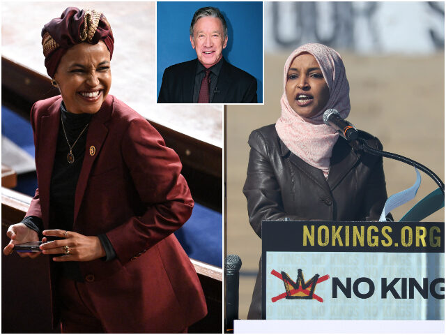 US Representative Ilhan Omar, Democrat from Minnesota, waits for the arrival of Britain 