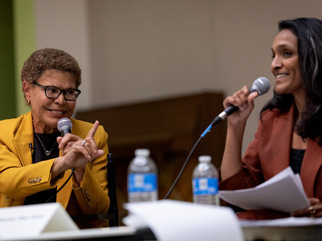 Sherman Oaks, CA, United States - May 05, 2026:Los Angeles Mayor Karen Bass, left, and Los