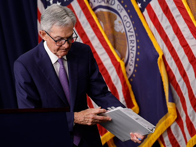 Federal Reserve Bank Chair Jerome Powell leaves a press conference on June 12, 2024, in Wa