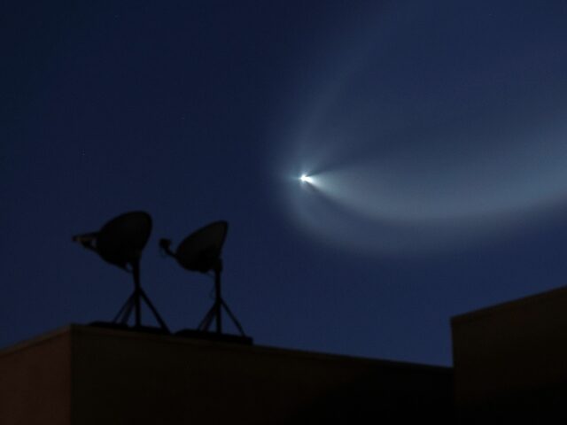 LOS ANGELES, CALIFORNIA - APRIL 06: A SpaceX Falcon 9 rocket rises after launching from Va