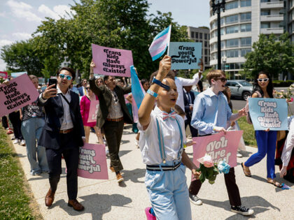 WASHINGTON, DC - MAY 22: Trans kids and additional activists march to the U.S. Supreme Cou