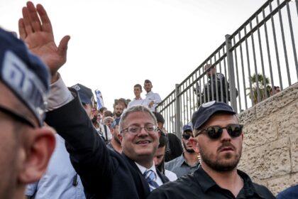 Ben Gvir (C) caused international outcry by publishing a video of aid activists from the G
