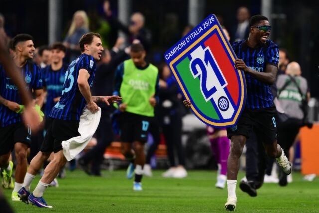 Marcus Thuram donned sunglasses to celebrate Inter Milan's 21st Serie A title