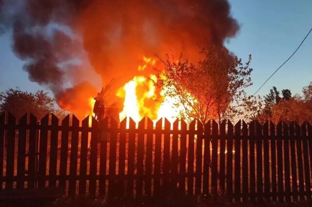 Moscow Region Governor Andrey Vorobyov posted a photo of a burning building following the