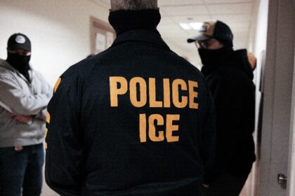 Officers of federal Immigration and Customs Enforcement (ICE) typically cover their faces