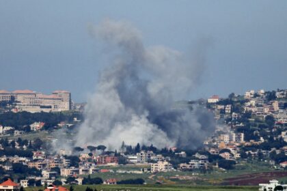 Smoke rises from the site of an Israeli strike that targeted the southern Lebanese village