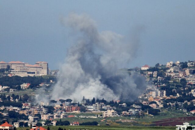 Smoke rises from the site of an Israeli strike that targeted the southern Lebanese village