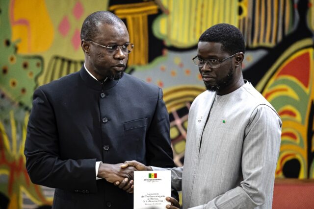 Sonko (left) backed Faye for president in the March 2024 elections but the two later fell