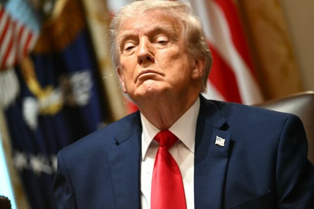 US President Donald Trump speaks during a cabinet meeting in the Cabinet Room of the White