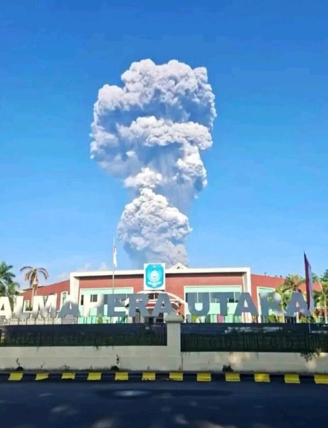 The volcanic eruption on Friday spewed an ash cloud about 10 kilometres (6.2 miles) into t