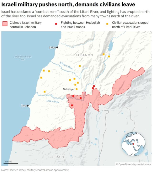 Lebanon-Israel-Hezbollah-Map The Associated Press
