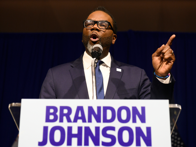 FILE - Chicago Mayor-elect Brandon Johnson speaks to supporters, April 4, 2023, in Chicago