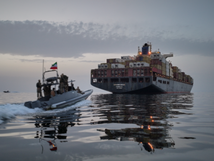 In this photo released by Tasnim News Agency, a Revolutionary Guard Navy (IRGC) speedboat