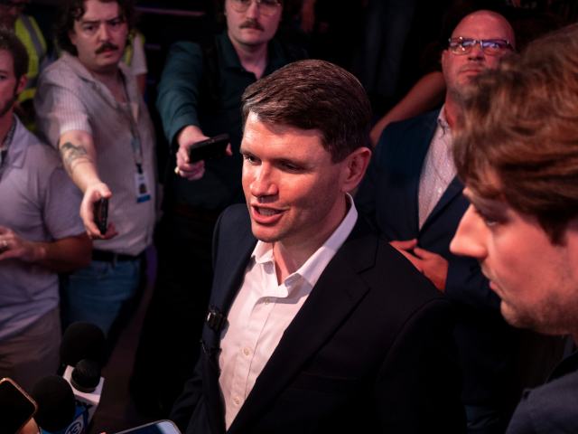 Texas state Rep. and Democratic Senate candidate James Talarico speaks during a press gagg
