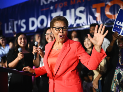 Los Angeles Mayor Karen Bass speaks during an election night event Tuesday, June 2, 2026,