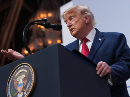 U.S. President Donald Trump speaks during a news conference at the G7 summit, Wednesday, J