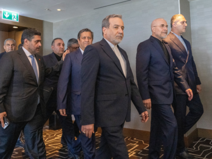 Minister of Foreign Affairs of Iran, Seyyed Abbas Araghchi, 3rd from right, and Speaker of