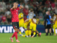 South Korea's Son Heung-min (7) reacts at the end of the World Cup Group A soccer mat