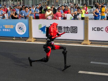Chinese robot running a race