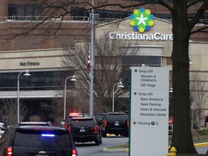The motorcade of President-elect Joe Biden arrives at ChristianaCare Christiana Hospital w