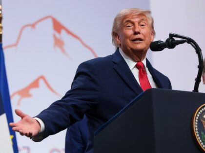 U.S. President Donald Trump speaks at a press conference during the G7 Leaders' Summi