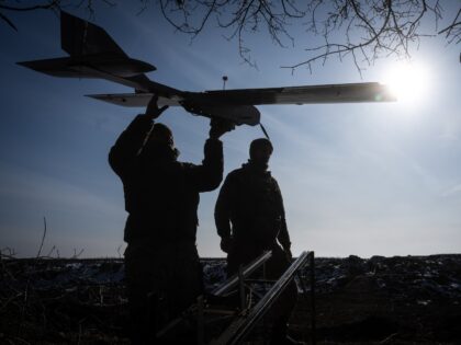 BOROVA, UKRAINE - FEBRUARY 12: Drone operators of 3rd Assault Brigade are seen working at