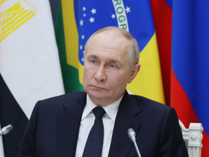In this pool photograph distributed by Russian state agency Sputnik, Russia's President Vl