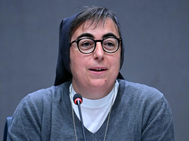 Italian economist, sister Alessandra Smerilli attends a press conference about 'Raising Ho