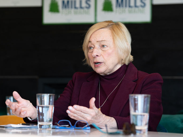 Janet Mills, governor of Maine and Democratic US Senate candidate, during a roundtable dis