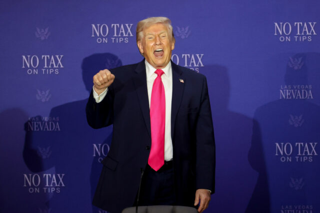 Trump Seeks To Sell Voters On Economy Despite Iran 'Diversion' US President Donald Trump during a "No Tax on Tips" roundtable in Las Vegas, Nev