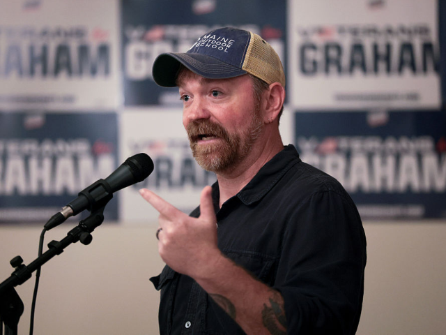 PORTLAND, MAINE - MAY 17: U.S. Senate candidate from Maine Graham Platner speaks during a