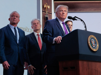WASHINGTON, DC - MAY 18: U.S. President Donald Trump speaks as (L-R) Center for Medicare D