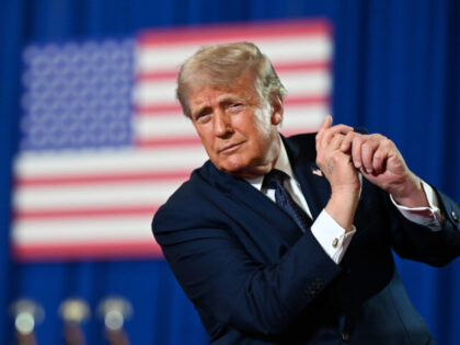 SUFFERN, NEW YORK - MAY 22: U.S. President Donald Trump dances on stage after delivering r
