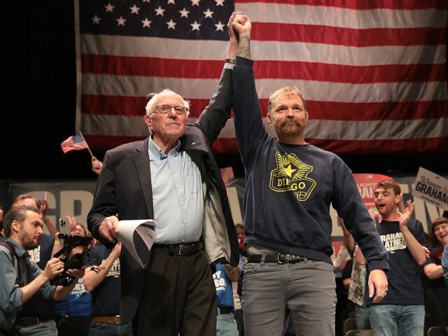 Sen. Bernie Sanders (I-VT) and Democratic U.S. Senate candidate Graham Platner stand toget