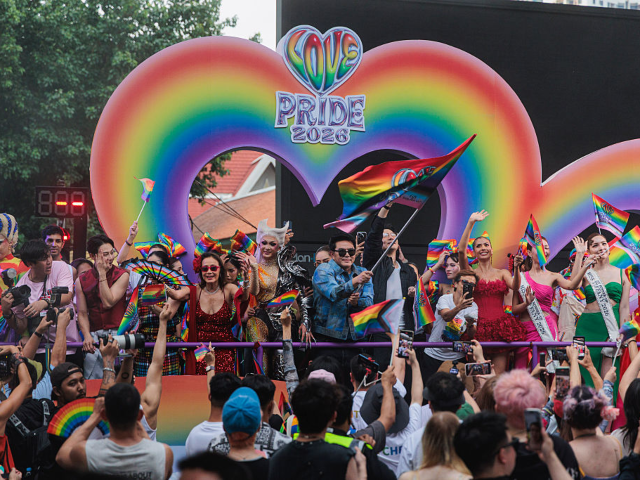 BANGKOK, THAILAND - 2026/05/31: Participants stand on a truck during the Bangkok Pride Par