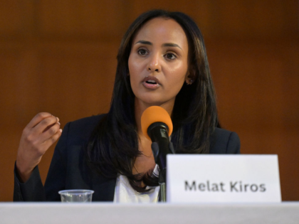 DENVER, COLORADO - MAY 28: Melat Kiros participated in a League of Women Voters Congressio