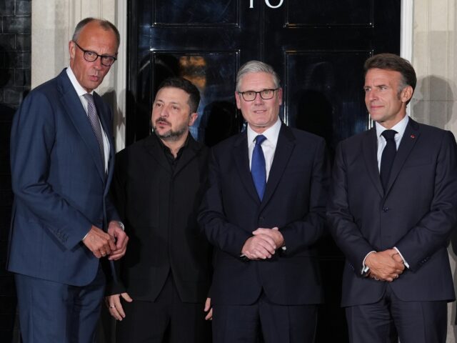 (left to right) German Chancellor Friedrich Merz, President of Ukraine Volodymyr Zelensky,