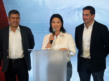 Miguel Torres, candidate for Second Vice President, from left, Keiko Fujimori, presidentia