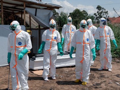 Volunteers of the Democratic Republic of Congo Red Cross wearing personal protective equip