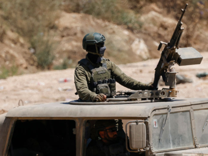 An Israeli army humvee vehicle patrols along the northern region in the Upper Galilee bord
